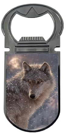3D LiveLife Bottle Openers - Lone Wolf from Deluxebase. Wolf Magnetic Drink Opener with Lenticular 3D Image. Fridge Magnet Gifts for Kitchen and Bar Accessories.