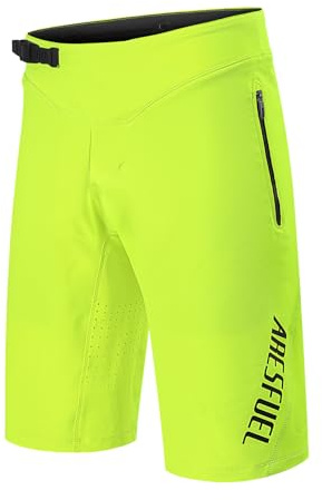 ARESFUEL Pantaloncini da Mountain Bike da Uomo Pantaloncini da Ciclismo Ultra-Traspiranti Pantaloncini da Ciclismo Antiscivolo 4026 Verde Neon XL