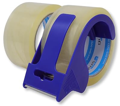 gws Verpackungs-Set mit robustem Büro/-Home Abroller und 2 Rollen Transparent 66m x 50mm zum Verpacken von Paketen - Hohe Klebekraft - Einfache Bedienung - Profi-Qualität