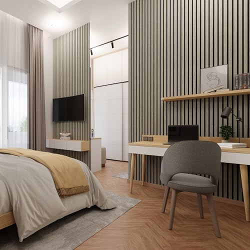 Acoustic Wood Slat Wall Panel 240cm x 60cm (Grey)