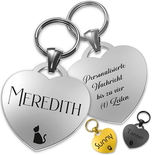 Urhome Personalisierter Herz-Anhänger mit Gravur – Wähle Symbol & Text – Für Hunde, Katzen, Pferde oder als Schlüsselanhänger