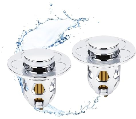 2 Tappi Lavandino e Bidet per Bagno Universali Pop-Up in Metallo con Filtro