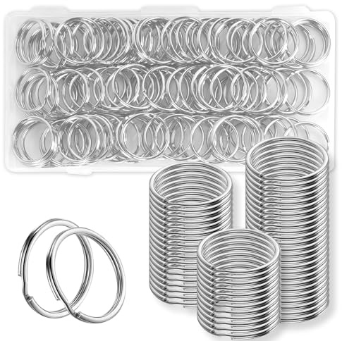 120 llaveros redondos de 25 mm, juego de llaveros, anillos para llaves de coche, casa, casa, manualidades, con caja