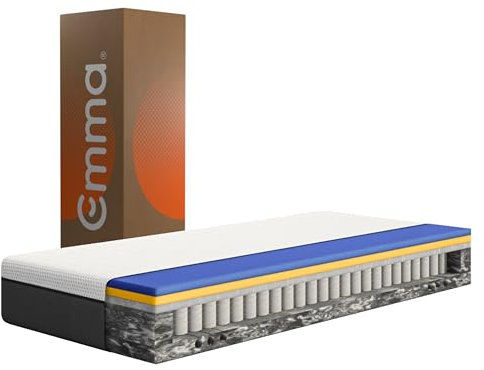 Emma Original Hybrid Matratze 90x200 cm - 25 cm Hoch, Mittelweich H2 – Taschenfederkernmatratze mit Memory Foam & Kaltschaum, 5-Zonen-Unterstützung, Druckentlastend, Atmungsaktiv, Waschbarer Bezug