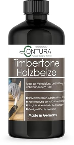 Contura Holzbeize Timbertone Holzfarbe Tischler Positiv Beize Holz Farbe Wasserbeize Modern Parkett Möbel (Schwarz - Ebenholz, 500ml.)