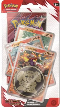 Pokemon TCG Scarlet & Violet Destined Rivals Premium Checklane Booster Pack con Moneda y 3 Tarjetas promocionales (1 Paquete)