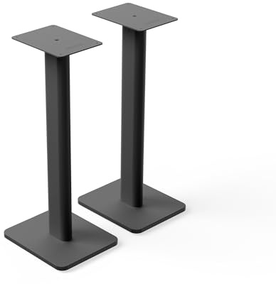 Kanto SPH Universal Height Adjustable Floor Speaker Stands for Bookshelf Speakers up to 13.6 kg | 24”-42” Height Adjustment | Internal Cable Management | Pair | Black