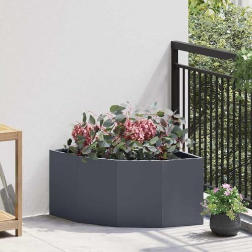 Corner Planter, Anthracite, 60 x 60 x 35 cm, Steel, Robust Metal Raised Bed for Garden, Patio, Balcony, Raised Planter, Outdoor, Flowers, Vegetables