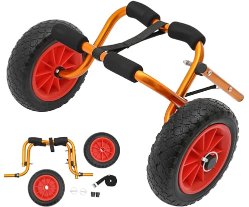 ROGONPDK Kayak de aluminio para canoas, carritos de kayak, canoa, carritos de surf, 80 kg/176 libras, soporte para canoa y kayak, remolque, carrito de kayak para exteriores, carro de transporte para