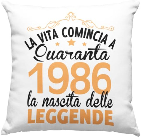 Vulfire Federa per Cuscino personalizzato Idea Regalo per compleanno 1986 La vita comincia a quaranta la nascita delle leggende, festa dei 40 anni - senza Imbottitura (Bianco)
