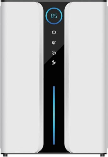 Deumidificatore ad alta efficienza, ultra silenzioso da 1,4 l, portatile, per bagno, cantina, armadio, con tubo di scarico automatico, display digitale, luce notturna e ioni negativi