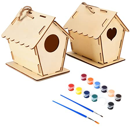 ANKROYU DIY-Vogelhaus-Bausatz aus Holz mit Farbset, kreatives Bastelprojekt zum Aufhängen von Vogelkäfigen im Freien, pädagogische Kunstaktivität für Kinder im Alter von 7 bis 12 J