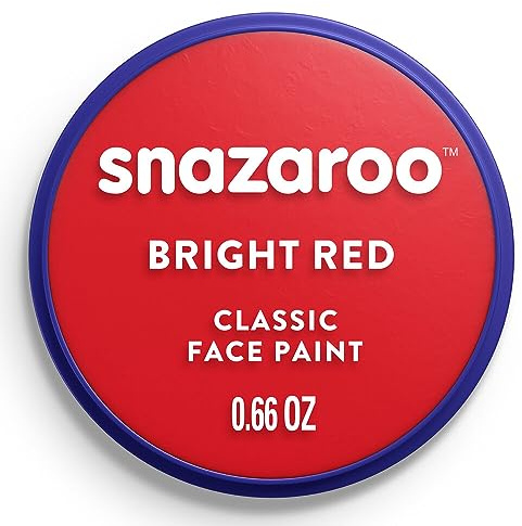 Snazaroo 1118055 Schminkfarbe - Rot leuchtend, 18ml Topf - hautfreundliche Gesichtschminke auf Wasserbasis, wasservermalbar, parabenfrei, Face & Bodypaint Farbe für Kinder & Erwachsene