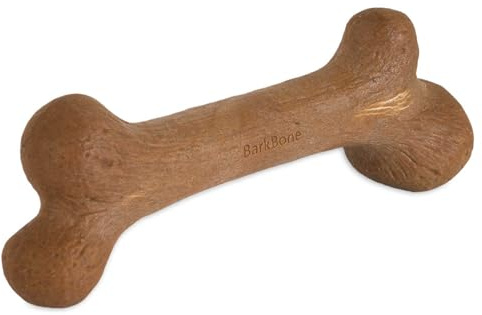 Pet Qwerks Dinosaur BarkBone - Nylon Dog Bone for Aggressive Chewers - Steak Flavor - 9.75