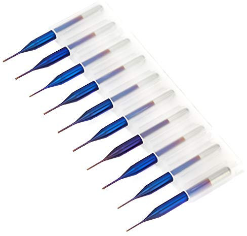 10pcs Cône Fraise en Carbure, Forets Fraises à noyer de Tungstène Bleu pour Machine de Gravure Carte de Circuit Imprimé (0.6mm)