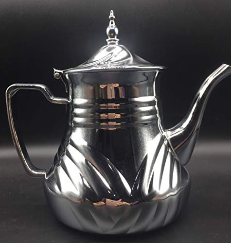 Tetera árabe de 1.7L realizada en Acero Inoxidable n con Filtro Integrado y asa Modelo Grabado con Diseño Clásico Arabe 60oz