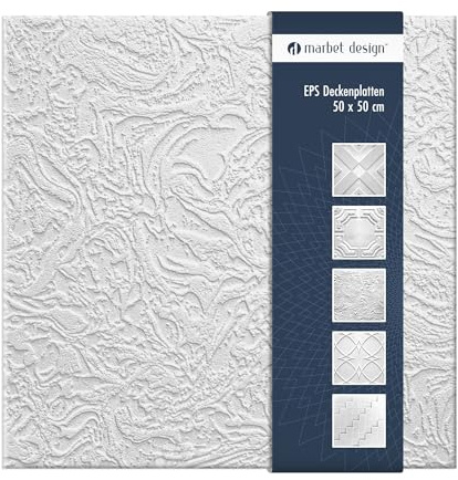 Takplattor av polystyren EPS – takpaneler, lätta och robusta i modern design (10 m² ekonomipaket MONSUN 50 x 50 cm), takplattor, våtrum, tak