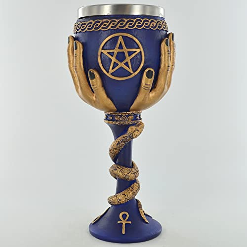 Símbolo de pentagrama celta dorado en cáliz azul Alter Decor