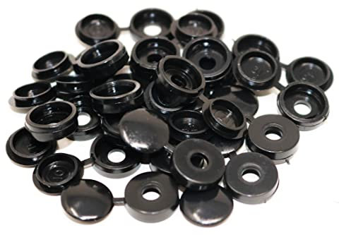 fiXte Hinged 1Piece Screw Cover Cup Caps for Number 6 and 8 Screw Size – Pack of 20 (Black)