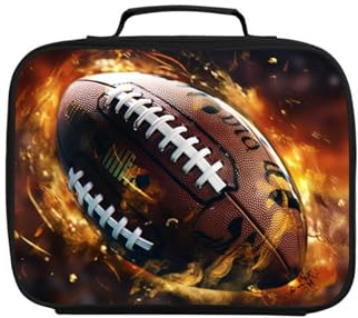 AnySmic Football Lunch Box for Boys Kids, American Football Lunch Bag, Sports School Lunchbox with Handle for Students, Football Player Meal Carrier for Travel Picnic, Back to School Supplies