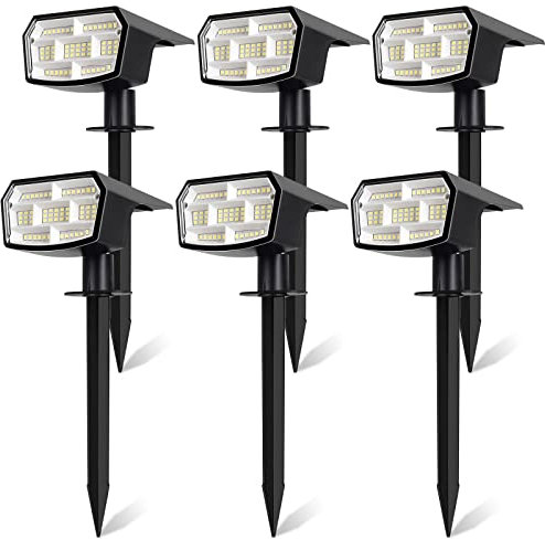 6-Pack Solar Spot Lights Outdoor Waterproof, Landscape Spotlight Cool White