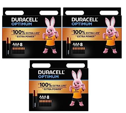 24 x Duracell AAA Optimum (3 Blistercard a 8 Batterien) 24 Batterien (MX2400/Mini Stilo/Micro)
