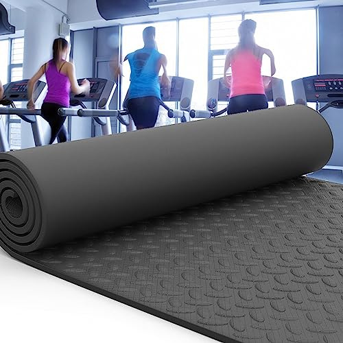 WORDFUN Laufband Matte, 175x80cm 200x100cm Bodenschutzmatte, Sport Multifunktionsmatte, 10mm rutschfeste Unterlegmatte, Heimtrainermatte, Fitnessmatte, Ellipsenmatte, Sprungseilmatte
