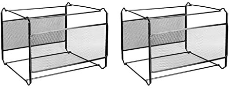 BRIUERG 2 x A4 Mesh Metall Datei Organizer Box Hängende Datei Ordner Box Schreibtisch Lagerung Halter Regal Halter Lagerung für Büro Zuhause