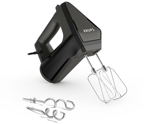 Krups GN6028 3MIX 6000 handmixer | 600 W | exakt kontroll | mjukt handtag | lång kabel | praktisk hastighetsregulator | inkl. visp och knådningskrok | svart