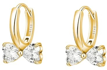SLUYNZ 925 Sterling Silber Zirkonia Creolen Ohrringe für Damen Mädchen Schleife Creolen Ohrringe Huggie