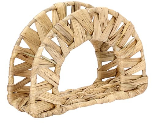BSTKEY Natural Water Hyacinth Napkin Holder, Hand Woven Wicker Napkin Stand Tissue Paper Rack Napkin Organizer Holder for Kitchen Restaurant Countertop