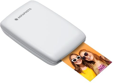 AGFA Photo Mini P.2 – Tragbarer Zink-Drucker für Sofortbilder – Einfach und schnell drucken – 75 × 50 mm Tragbarer und tintenfreier Fotodrucker für Smartphones und Tablets – Weiß