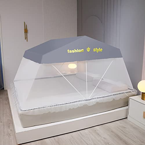 Tragbares faltbares Moskitonetz, Betthimmel tragbar Camping Reisen Zuhause Moskitozelt faltbares Moskitonetz für Kinder Erwachsene Schlafzimmer im Freien,Grau,160x190x100cm
