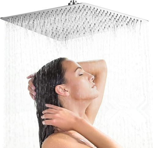 Yosoo Health Gear Pommeau de Douche carré de 50 cm, Moderne, pommeau de Douche Effet Pluie en Acier Inoxydable, précipitations, Cascade Ultra Fine, Couverture complète du Corps, Haut débit pour