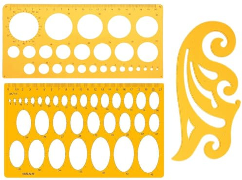 Aililong Lot de 3 pochoirs circulaires robustes avec différentes tailles de cercles, ellipses et courbes - Parfait pour une utilisation au bureau, à la maison ou à l'école