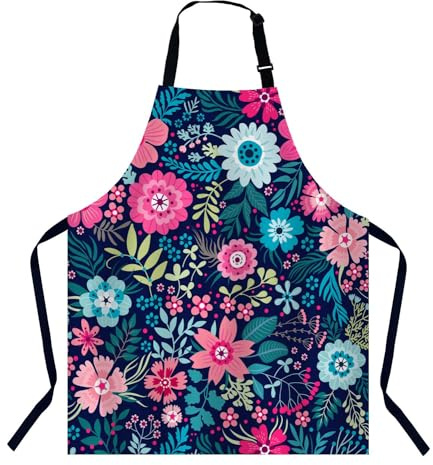 BGBDEIA Colorful Flowers Chef Apron for Men and Women - Kitchen, BBQ & Catering Bibs
