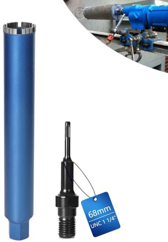1 ¼'' Diamantbohrkrone Ø68mm mit SDS-PLUS, Kernbohrer f. Beton Granit | L 460mm, mit 10mm Turbo, Dosensenker Nass-/Trocken Bohrkrone für Kernbohrgeräte Lasergeschweißte zum Marmor Stein Mauerwerk