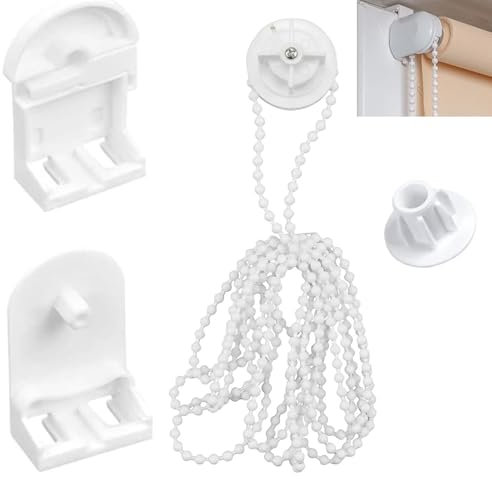 Plastic Roller Blind Fittings, Repair Kit with 3M Beaded Chain Spare Kit for Curtain Rods