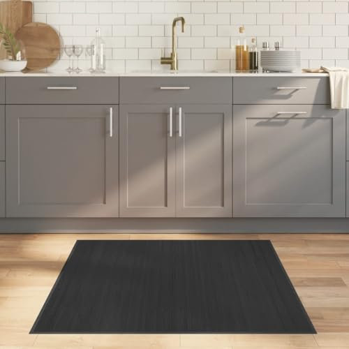 Tidyard Teppich Bambusmatte Wohnzimmerteppich Badezimmerteppich Bambusteppich rutschfest für Wohnzimmer,Läufer Küchenteppich Flurteppich Quadratisch Grau 100x100 cm Bambus