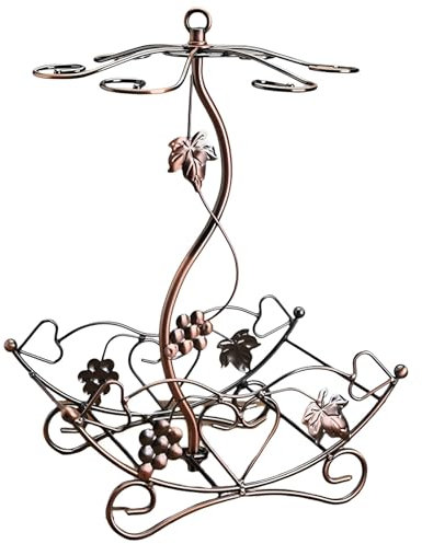Countertop Wine Rack with Glass Holder, Freestanding Tabletop Wine Glasses Display Rack, for 6 Wine Glasses(Brass)
