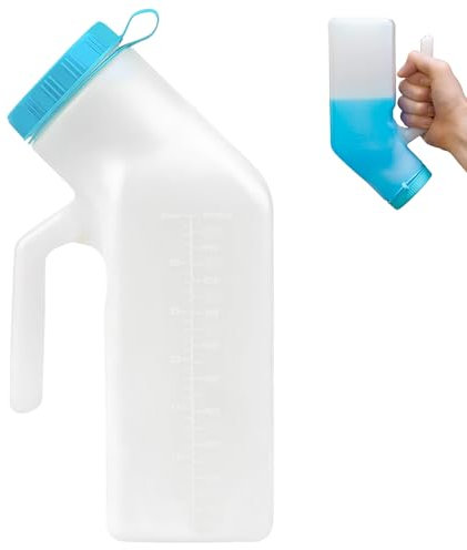 Pizsieat Urinario Portatil Hombre 1000 ML Botella Orinal para Hombre Cuña Orinal Botella Orina Hombre Urinario Unisex Orinal Hombre con Tapa Orinal Adulto Hombre