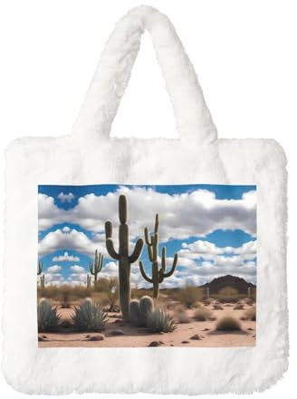 Beaucoup de sac à main en peluche cactus - Automne/Hiver - Un accessoire chic pour les clés, le rouge à lèvres et plus - Un cadeau de Noël idéal - Blanc, Taille unique, blanc, taille unique, Blanc.,