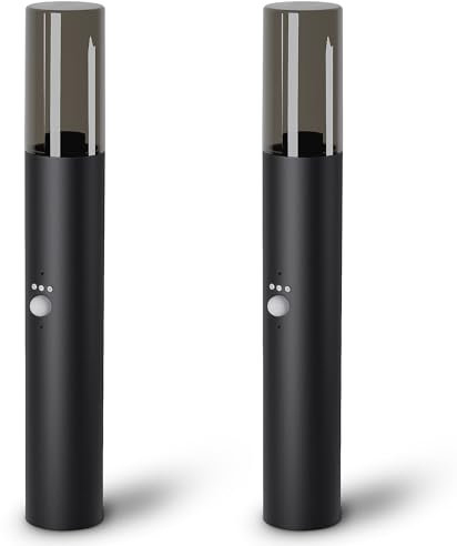 SSC-LUXon Lot de 2 VARDA Lampes de socle avec détecteur de mouvement et capteur crépusculaire – Lampadaire extérieur pour 1x ampoule E27 ronde Hauteur 50 cm IP44