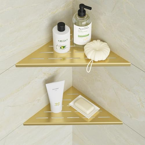 Neodrain Duschregal Edelstahl Eckregal Dusche 2 Stück Duschablage Gold Einbauregal Organizer für Badezimmer, Küche