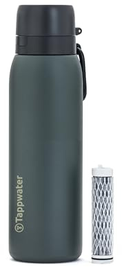 Tappwater BottlePro Adventure - Stainless Steel Water Bottle with Filter for Travel and Sports, filters out 99.99% of pathogens. Non-drinking water purifier. Reusable 740ml BPA-free Bottle. Black | Suitable For Travel & Sports, Removes 99.99% of Pathogens, 740ml BPA-Free Reusable Bottle, Black