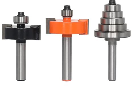 AKYLIN Lot de 2 Fraises à Rainurer pour Défonceuse à tige de 8 mm, Fraise à Feuillure avec 5 Roulements Réglables Outil de Menuiserie pour Plusieurs Profondeurs