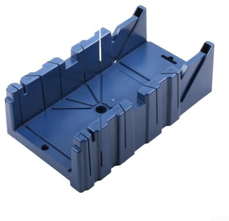 Caja de sierra ingletadora compacta diseñada para cortes de ángulo precisos en proyectos de carpintería, ideal para entusiastas del bricolaje