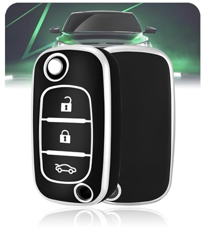 LELNOOS Autoschlüssel Hülle, Silikon Schlüsselhülle Schutz Schlüsselcover für Renault Clio Twingo Kangoo Trafic Megane Modus Captur Master Express Wind Fluence Smart Forfour Fortwo 453, 3 Tasten