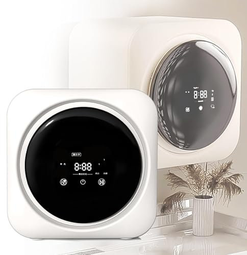 2 i 1 Mini Portabel TVättmaskin och Torktumlare, Mini TVättmaskin Med LCD Kontrollpanel, Kompakt Torktumlare i Rostfritt Stål, för Små Kläder, Underkläder och Strumpor,Wall Mount