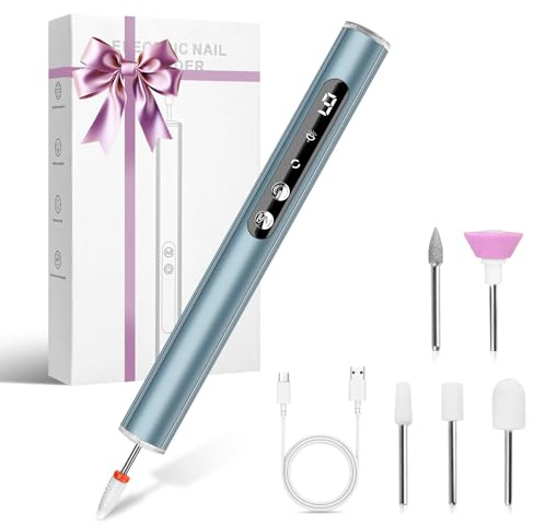 9 Adjustable Speed Cordless Nail Polisher, 30000 U/Min Wiederaufladbare Nagelbohrer Set mit Nagel UV Lamphe LED Licht, Elektrische Nagelfeile mit Display für Anfänger Maniküre und Pediküre